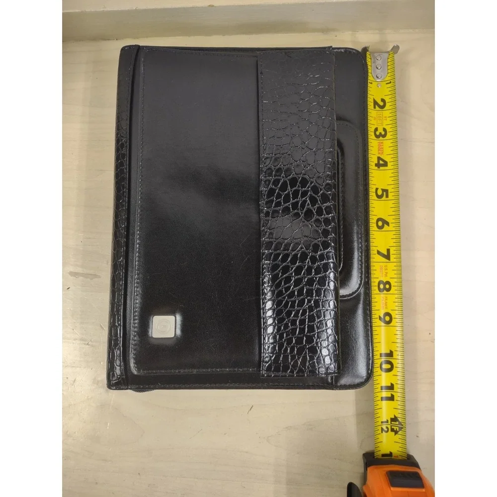 Vtg Franklin Covey 365 Planner 8.5 x 11 Black Faux Croc USA Zip Handles 7 Ring